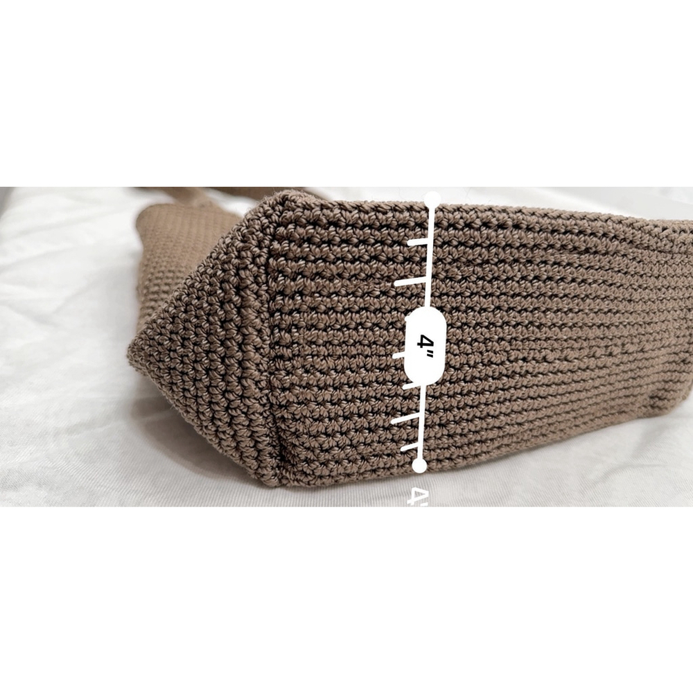 THE SAK Purse Shoulder Bag Taupe Crochet Hobo Double Strap Logo Boho - Picture 6 of 13